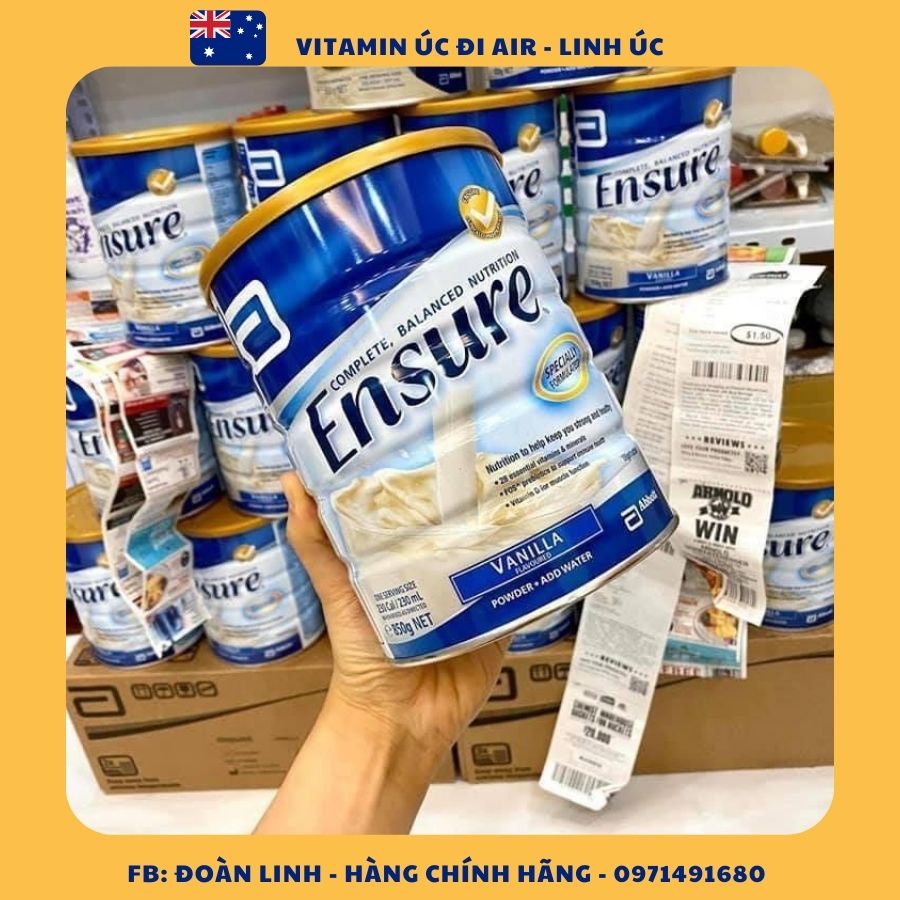 Sữa ENSURE Úc hộp 850g, Hàng chuẩn Úc Đi Air, Sữa Bột Ensure 850gr hàng Úc