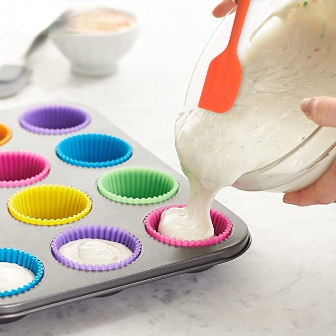 1/2/4 Cốc Silicone Làm Bánh Cupcake Có Thể Tái Sử Dụng