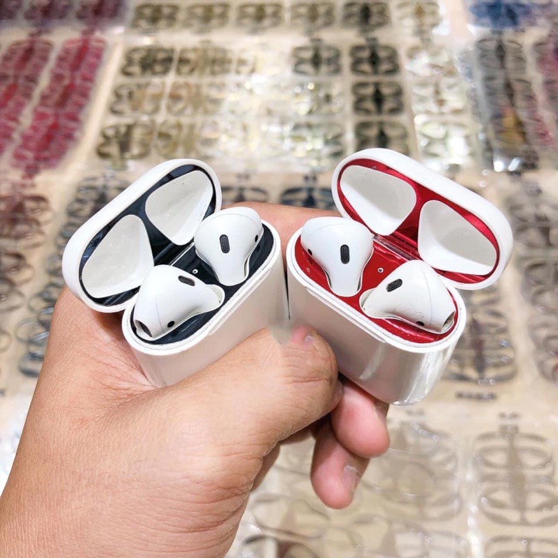 BỘ DÁN Ai pods 1 2 3 PRO 🌳Skin Miếng Dán Kim Loại Bảo Vệ Hộp sạc Tai Nghe Bluetooth Ai pods Tính Năng Chống Bụi Bẩn