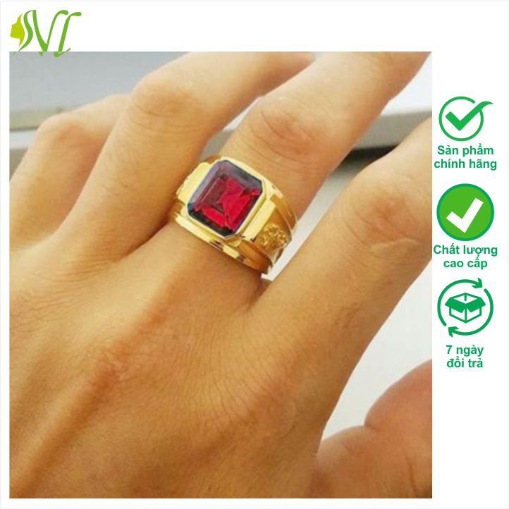 Nhẫn nam đính đá chạm rồng ngầu Người Đẹp Vì Lụa không đen không gỉ xài nước tốt