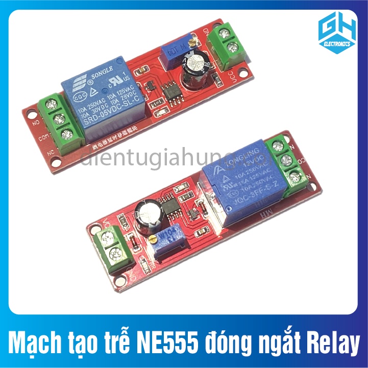 Mạch tạo trễ NE555 đóng ngắt Relay 5V,12V tùy chọn trong phân loại