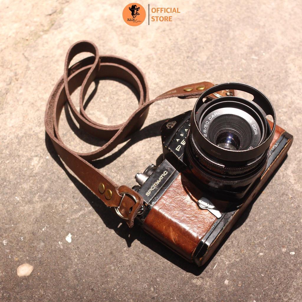 Dây đeo máy ảnh da bò màu nâu đậm - RAM Leather A22