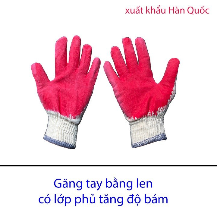 SET 10 ĐÔI Găng Tay Sợi Phủ Cao Su Màu Đỏ