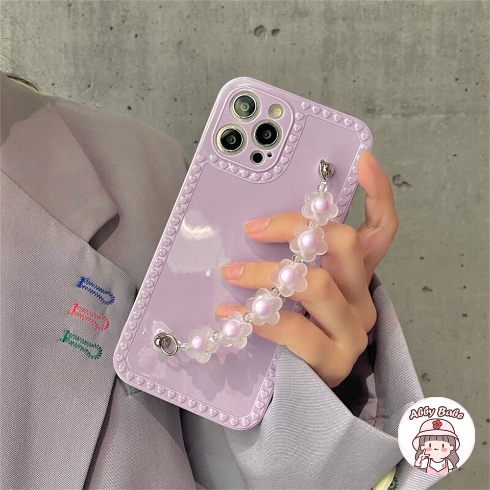 Ốp Điện Thoại TPU Mềm Chống Sốc Họa Tiết Hoa Oải Hương 3D Kèm Dây Đeo Cho IP 13 12 11 Pro Max XR 8 7 Plus