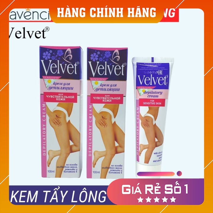 Kem tẩy lông❤️FREESHIP❤️ Kem tẩy lông Velvet Sensitive 100ml hàng chính hãng Nga dùng được tất cả các vùng da