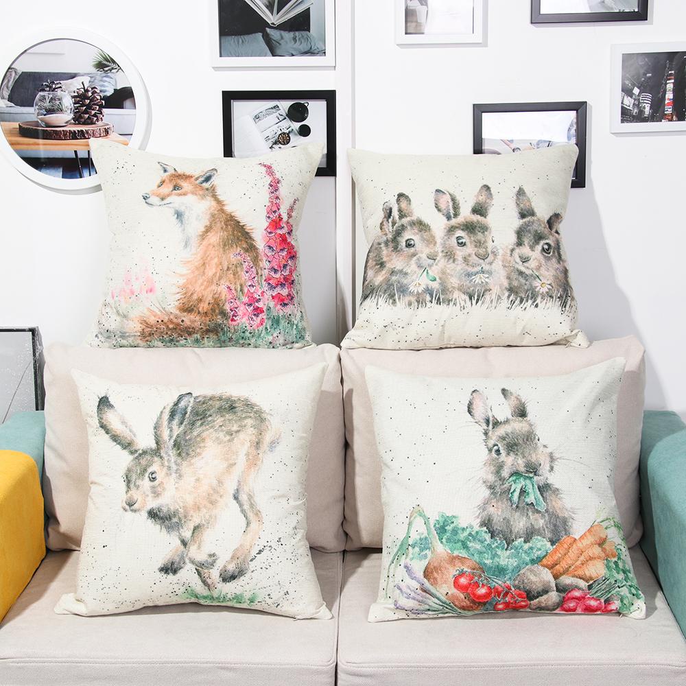 PINEVN Vỏ Gối In Hình Thỏ / Cáo Phục Sinh Có Khóa Kéo