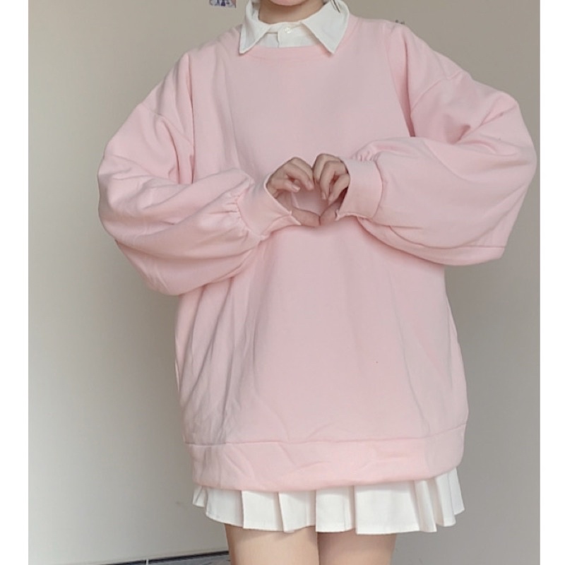 Áo Sweater Nam/ Nữ/ Unisex Màu Hồng PASTEL Trơn - freesize