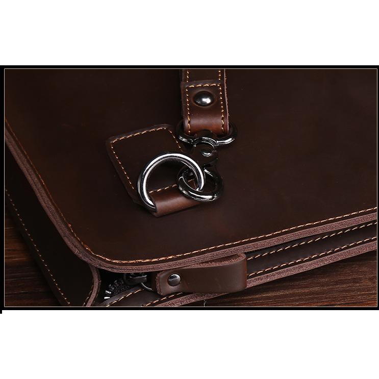 Túi đựng macbook cầm tay da bò Retro Leather 14inch (Dark Brown) - SUPER STORE