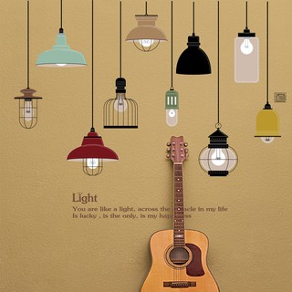 Decal dán tường dây đèn thả chữ Light