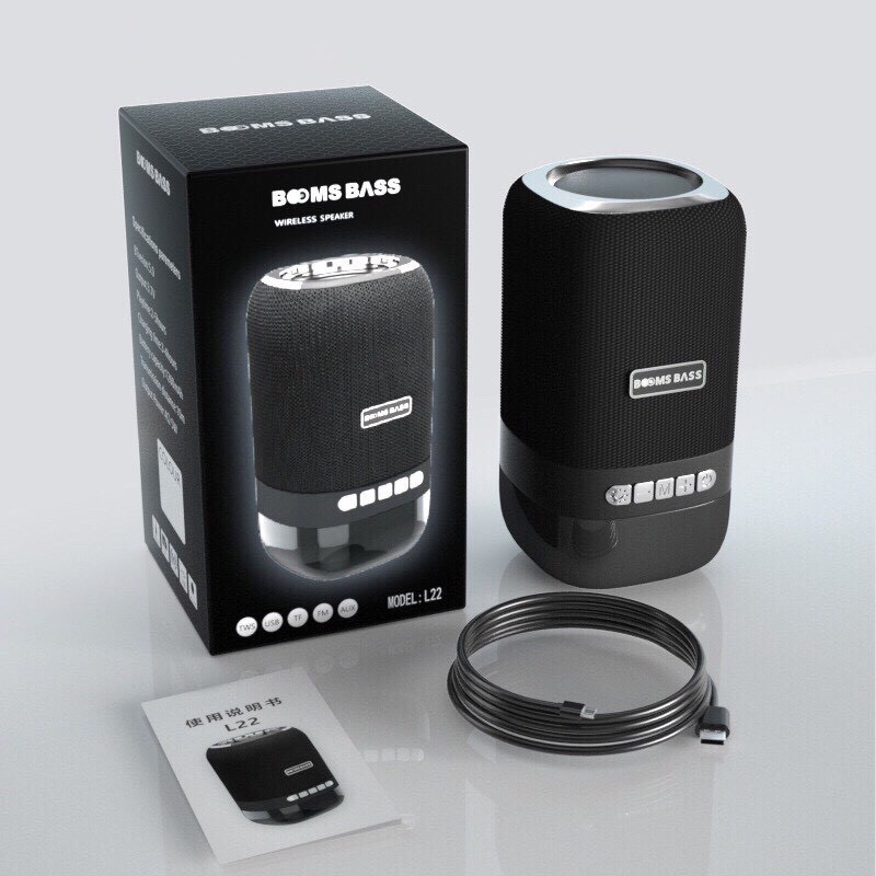 Loa Bluetooth Boombass L22, tích hợp đèn led 7 màu có sạc pin 1200mAH + khe cắm thẻ nhớ