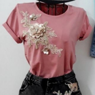 Áo thun đính hoa nổi 3D (nhiều mẫu nhiều màu, hình chụp thật, sỉ inbox)