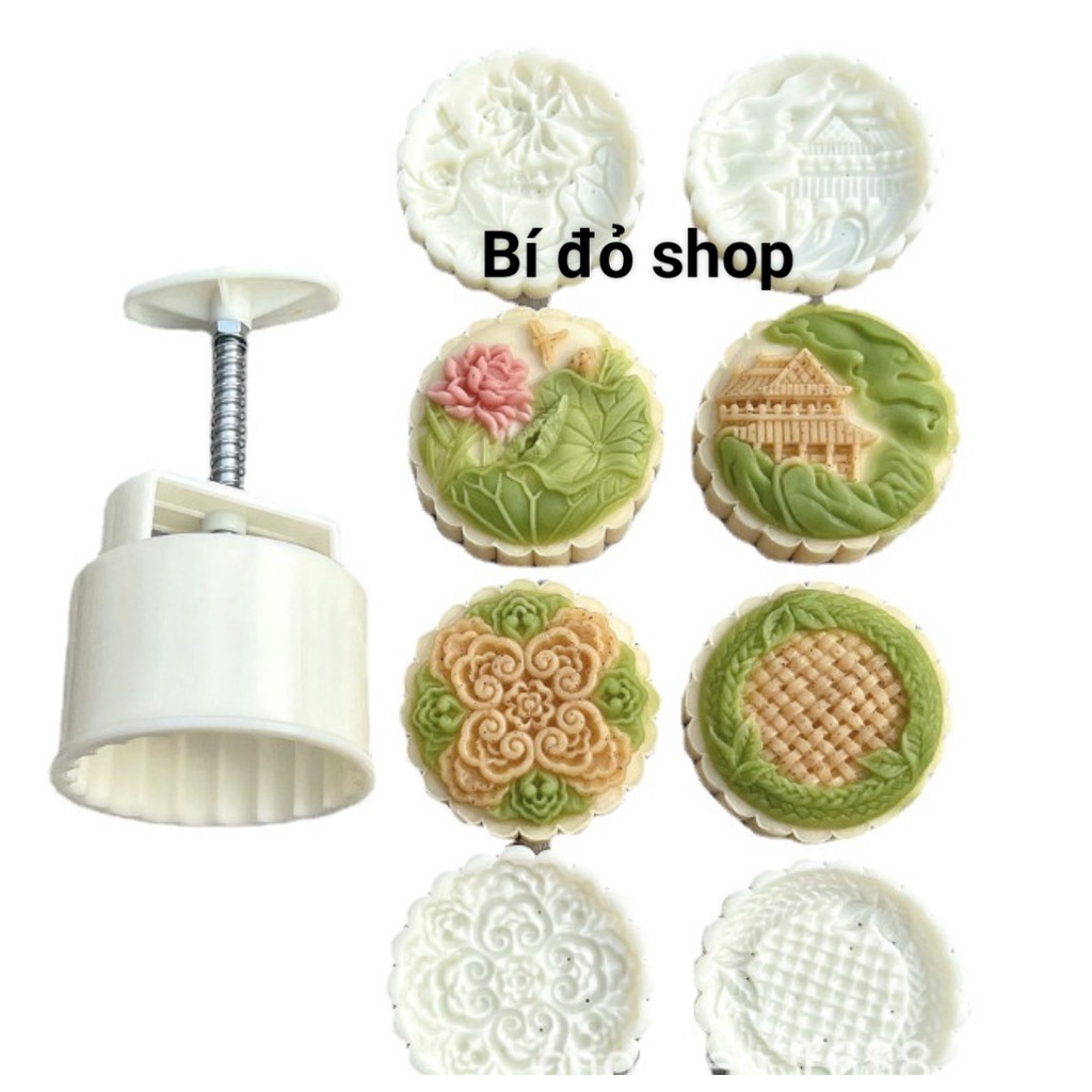 Khuôn trung thu lò xo 2022 VÀNH VIỀN LÁ 4 mặt 1 nhấn 150g, 200g