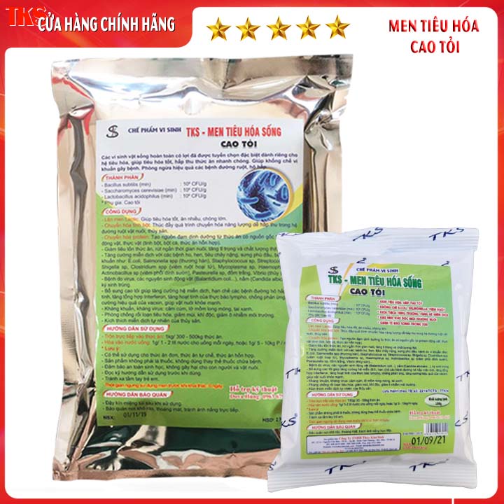 TKS - MEN TIÊU HÓA SỐNG CAO TỎI: Tằn Cường Đề Kháng Vật Nuôi  - Gói 100 gr