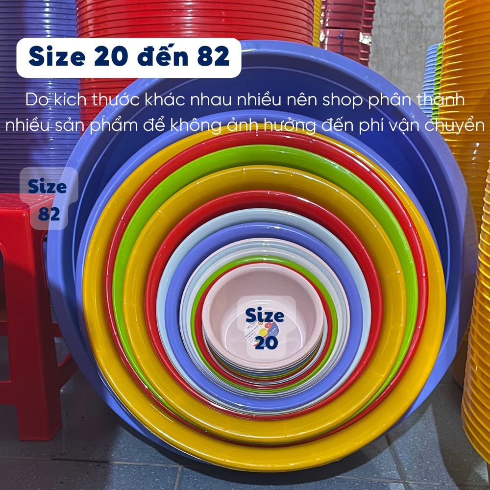 Thau nhựa tròn màu trắng size nhỏ 20-30 phù hợp làm chậu rửa mặt, rửa rau quả nhiều màu sắc của gia dụng Du Thủy
