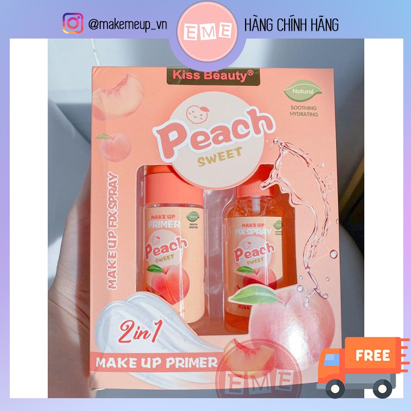 Sét kem lót + xịt khoáng Peach Kissbeauty