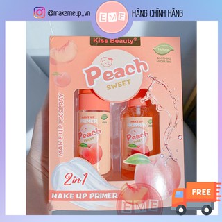 Sét kem lót + xịt khoáng Peach Kissbeauty