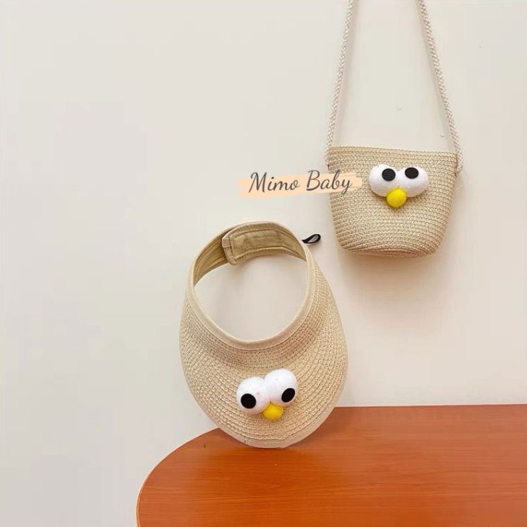 Túi cói đeo chéo họa tiết mắt chim dễ thương cho bé gái TC08 Mimo Baby