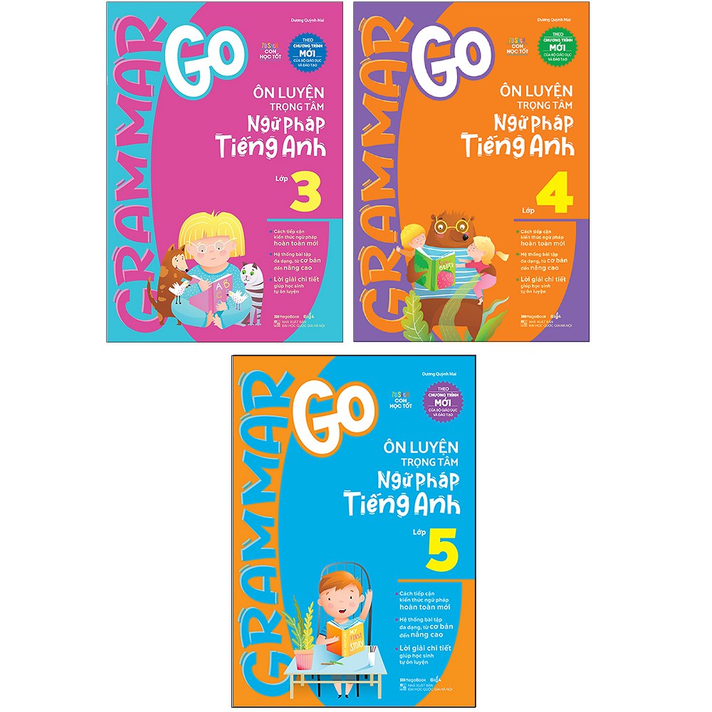 Sách Megabooks - Combo: Grammar Go – Ôn luyện trọng tâm ngữ pháp Tiếng Anh Tiểu học (3 cuốn)