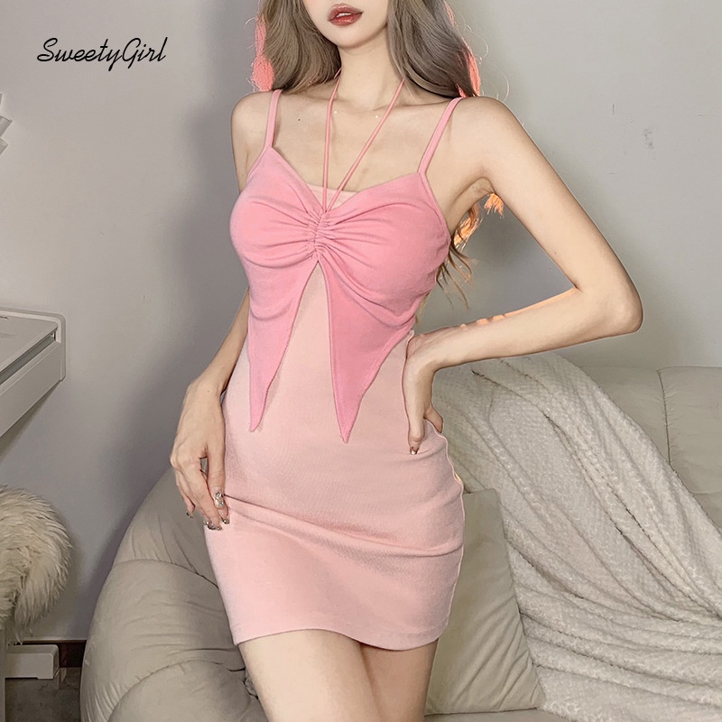 Đầm Mini Hai Dây Sát Nách Màu Trơn Thời Trang Quyến Rũ Cho Nữ 2022