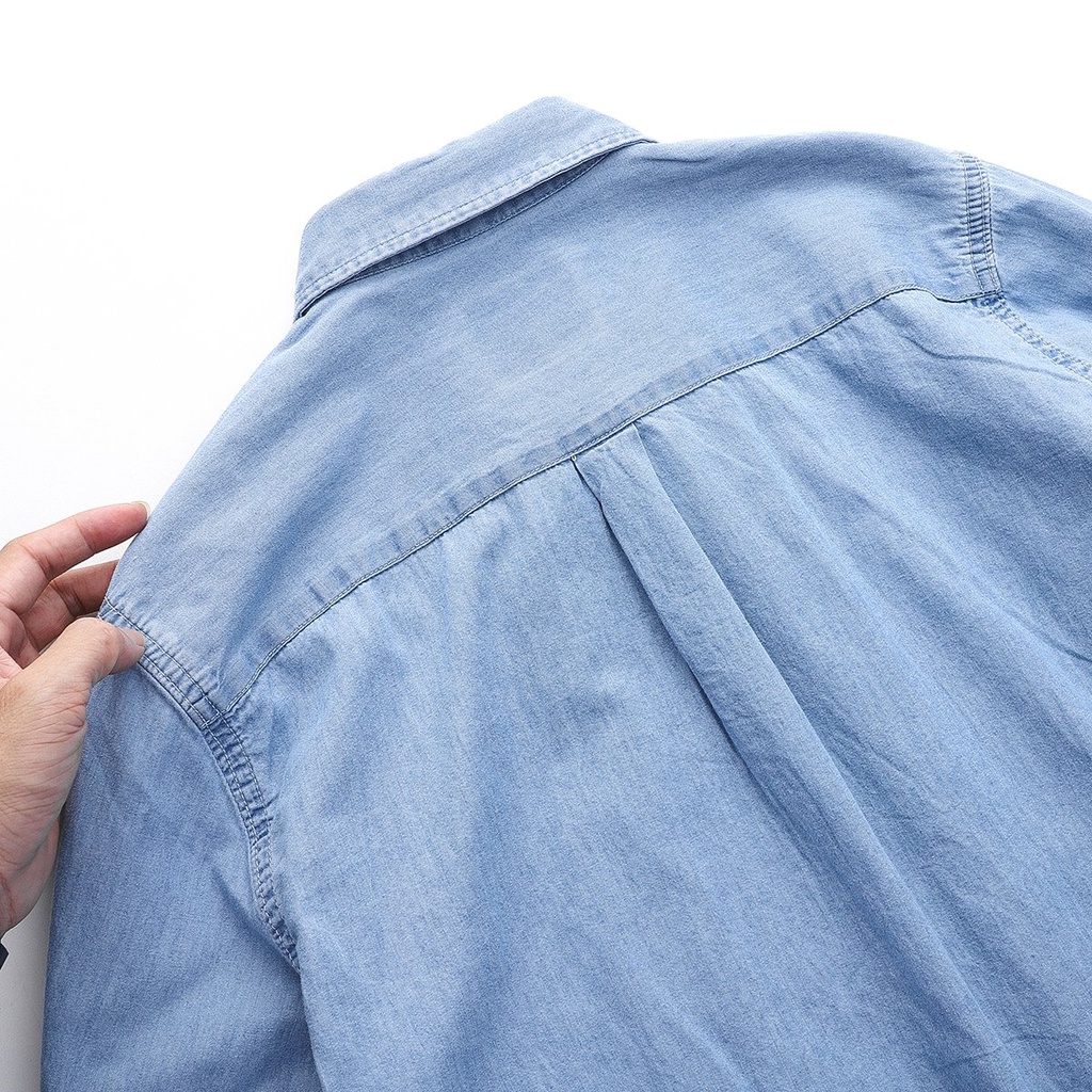 Áo sơ mi nam dài tay cổ bẻ 1 túi HEBOZ chất vải denim lên form sang chảnh - 00000713 | BigBuy360 - bigbuy360.vn