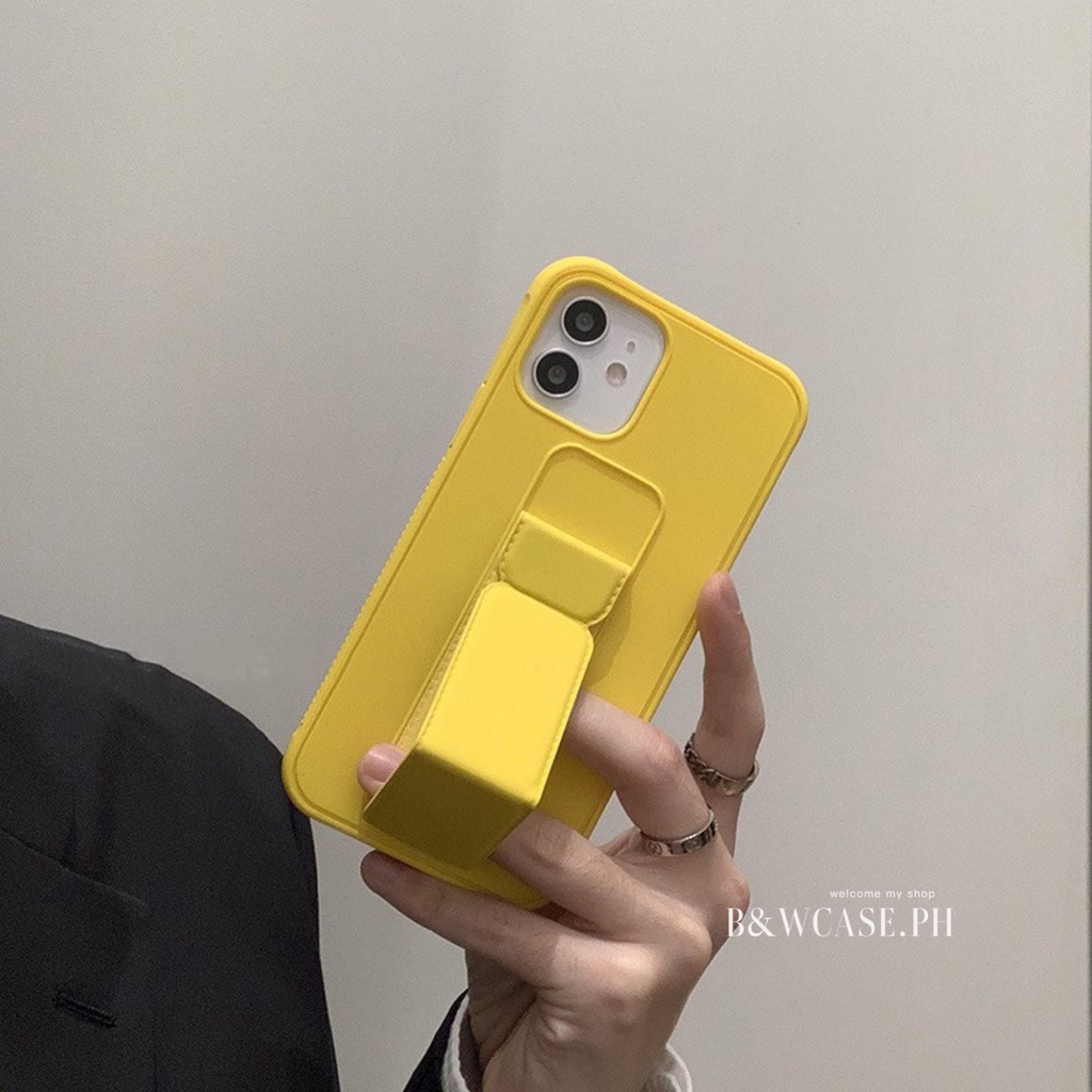 Ốp điện thoại silicon dẻo màu vàng chanh kèm giá đỡ cho Iphone 12 Pro Max I11 Pro Ix Xs Max Xr 6 6s 7 8 Plus