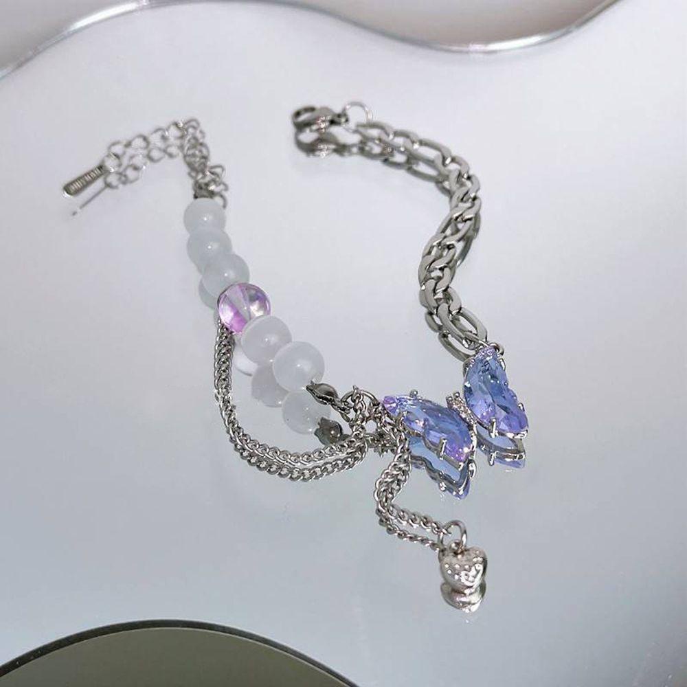 Vòng Tay Chuỗi Hạt Đính Hình Bướm Lấp Lánh Ngọt Ngào Cho Nữ