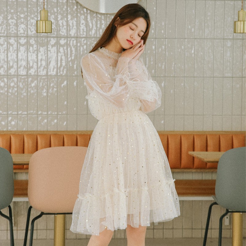 Váy Lưới Kim Sa Công Chúa Ulzzang Nhẹ Nhàng Sang Trọng - Hàng Quảng Châu