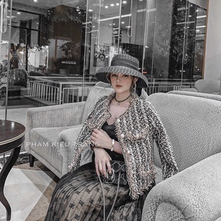 𝐎𝐑𝐃𝐄𝐑. áo khoác dạ tweet đan kim tuyến
