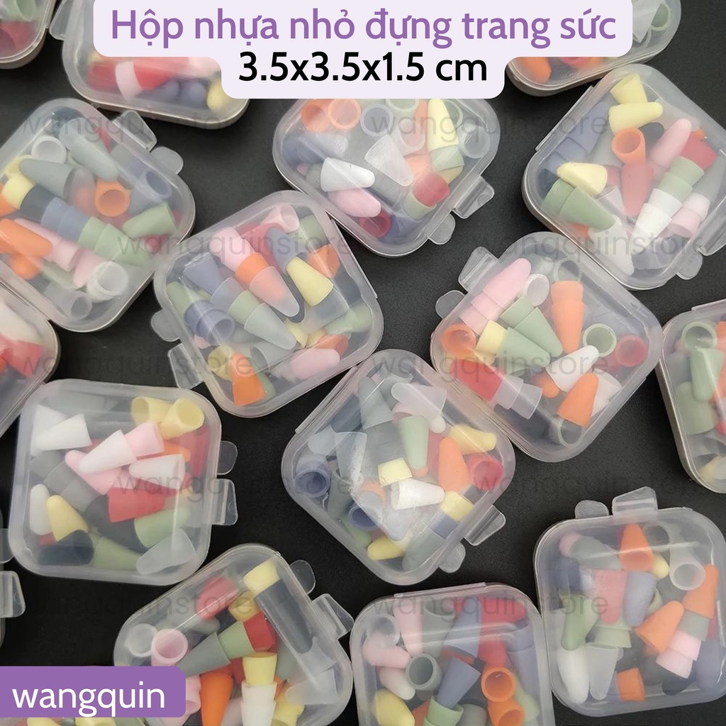 Hộp Nhựa Nhỏ Trong Suốt Đựng Trang Sức Mini 3.5x3.5x1.5cm bỏ túi tiện lợi đựng phụ kiện nhỏ đựng trang sức nắp đậy chắc