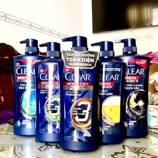 Dầu tắm gội Clear Men 3 trong 1 630gr: Tắm + Gội + Dưỡng 650gr