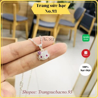 Dây chuyền bạc ta cho bé gái mặt mèo dễ thương vòng cổ bạc trẻ em