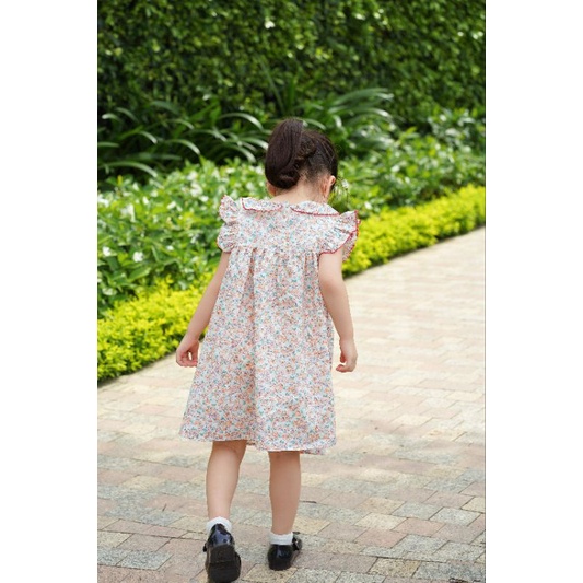 Đầm hoa nhí cổ sen smock
