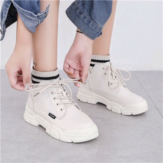 [ FREE SHIP 50K ] Giày bốt nữ cổ viền kẻ L