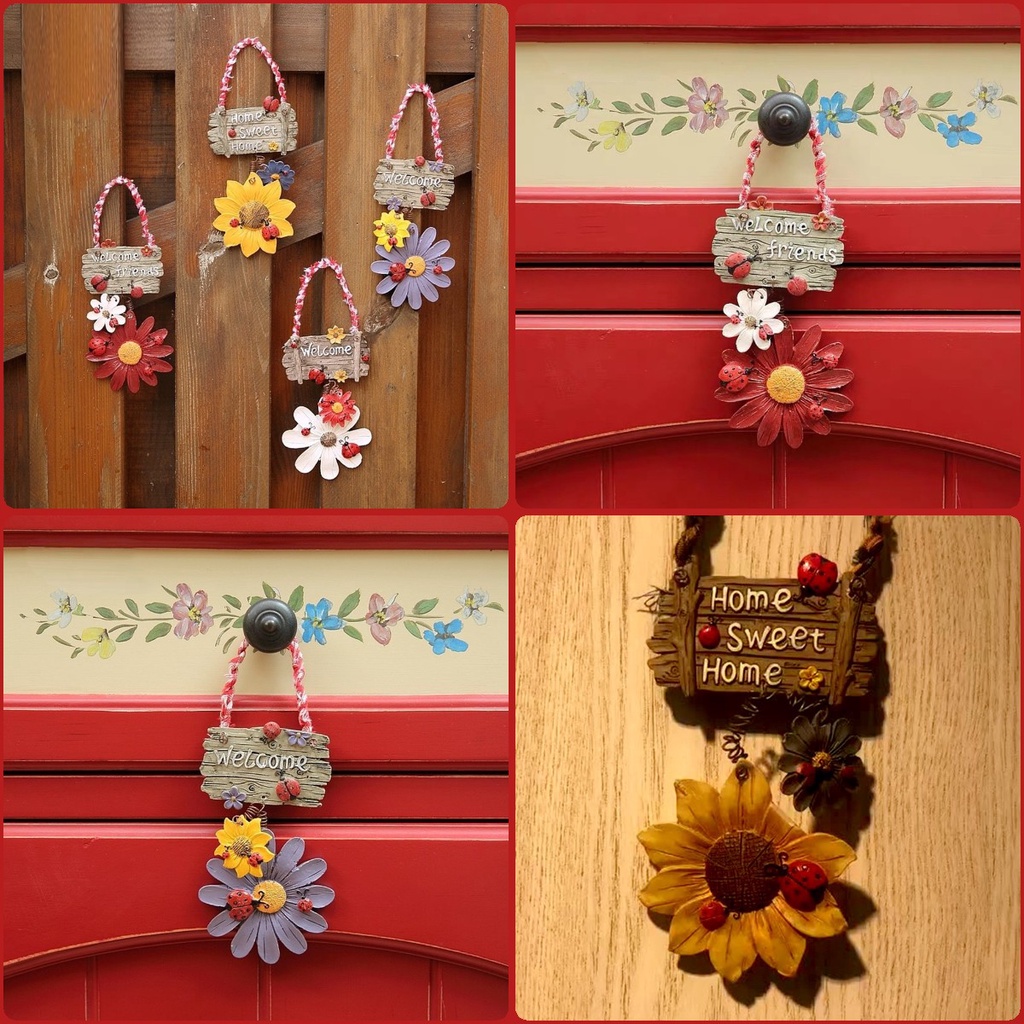 🔥Hot giảm giá🔥Biển hiệu treo cửa trang trí nội thất nhà cửa hình vòng hoa tích hợp chữ welcome