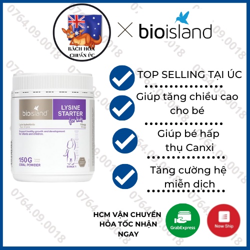 [Hàng ÚC] Bio Island Lysine Step Up - Viên uống tăng chiều cao cho trẻ 60 viên