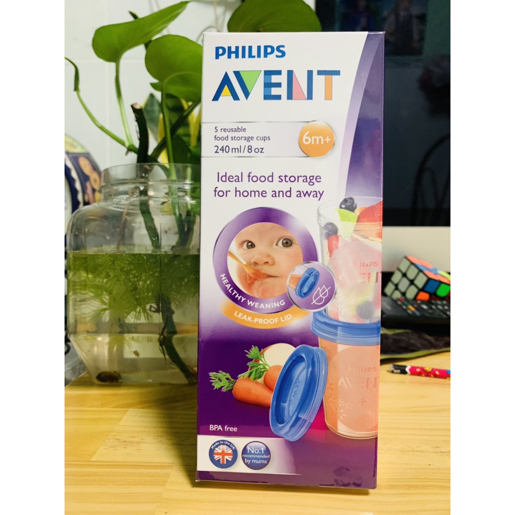 Hộp 5 cốc trữ sữa Avent 240ml