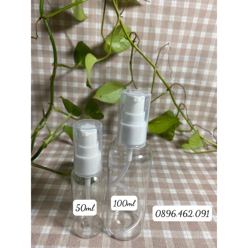 CHAI NHỰA PET XỊT GIỌT THÂN TRONG/THÂN NÂU 50ML/100ML CHAI CHIẾT MỸ PHẨM