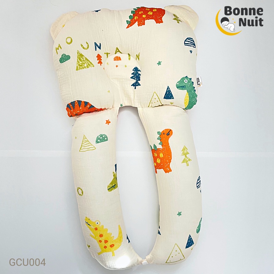 Gối ôm đa năng cho bé  Gối chữ U Bonne Nuit chất liệu xô Muslin cao cấp