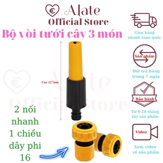 Vòi tưới cây điều chỉnh tia bằng nhựa, tặng 2 khớp nối nhanh 1 chiều ống dây nước phi 16 bảo hành 6 tháng Alate store