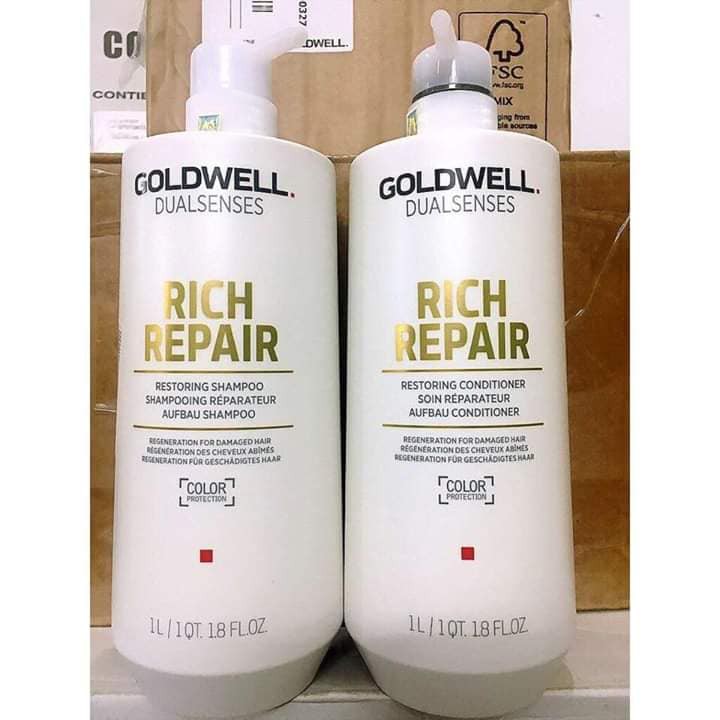 CẶP GỘI XẢ GOLDWELL RICH REPAIR CHỮA TRỊ TÓC HƯ TỔN 1000ML
