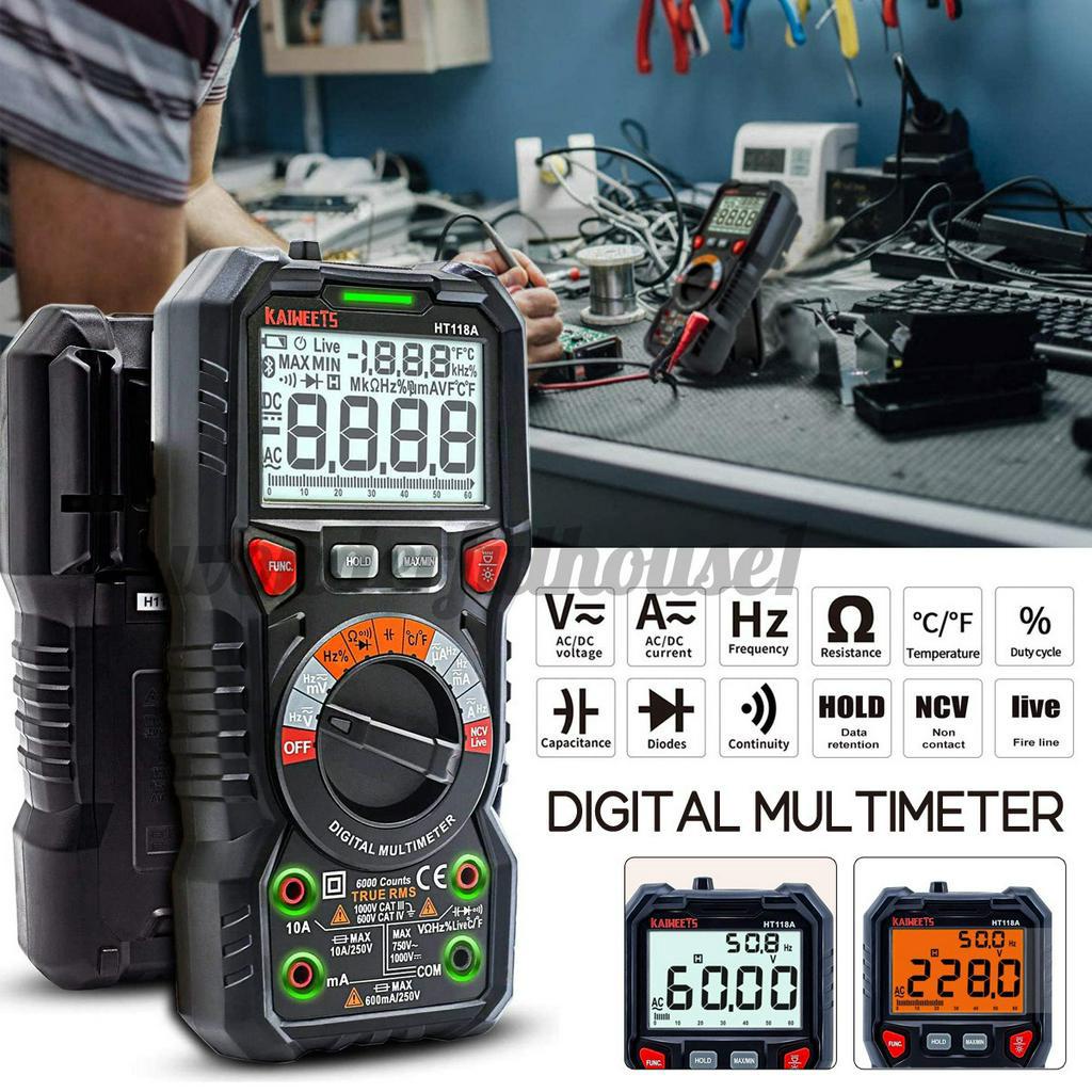 Digital Multimeter 6000 Counts Ohmmeter Auto-Ranging Fast Accurately Measures