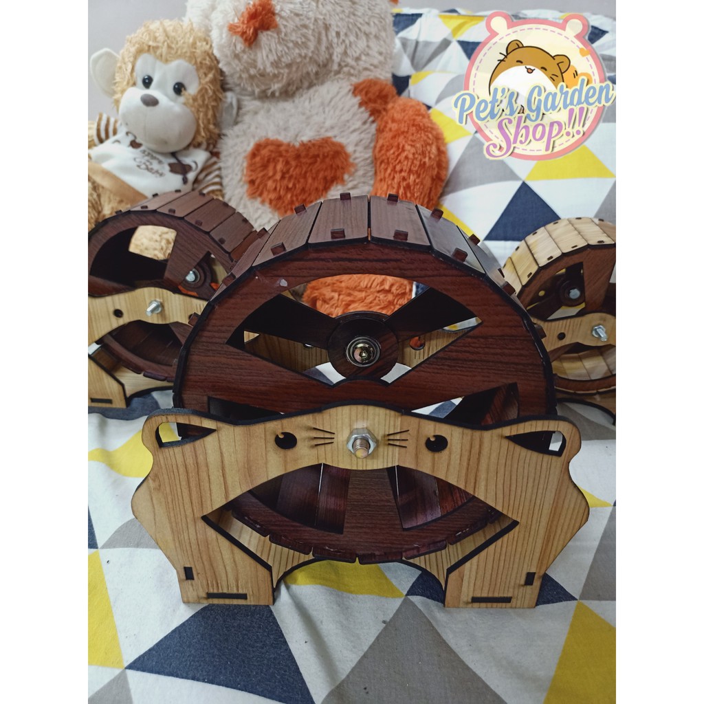 Vòng chạy (Wheel) gỗ lắp ráp hình mèo cho hamster