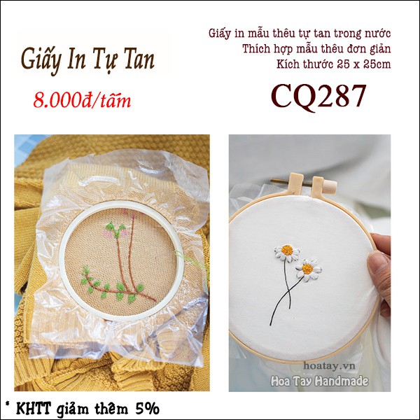 Magic Paper - Giấy in mẫu thêu tự tan trong nước CQ287