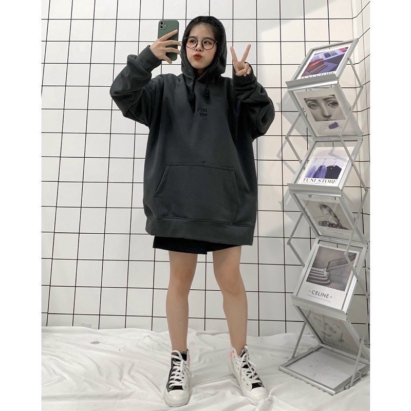 Áo Hoodie Tay Dài FIND Vải Nỉ Bông Form Rộng Ulzzang Unisex