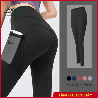 Quần tập Gym, Yoga nữ dài có túi Louro QL12, kiểu quần tập legging nâng mông, cạp cao co giãn 4 chiều, thoáng mát