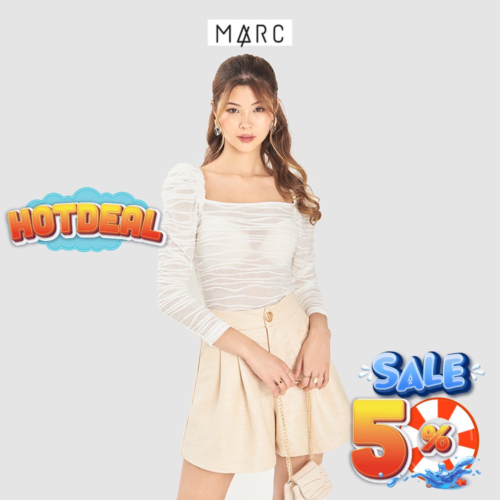 Quần nữ MARC FASHION short vải texture nhấn 4 ly