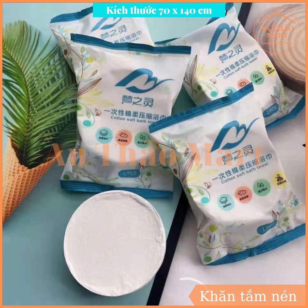Khăn tắm nén du lịch size to 70x140 cm bằng chất liệu cotton tiện lợi