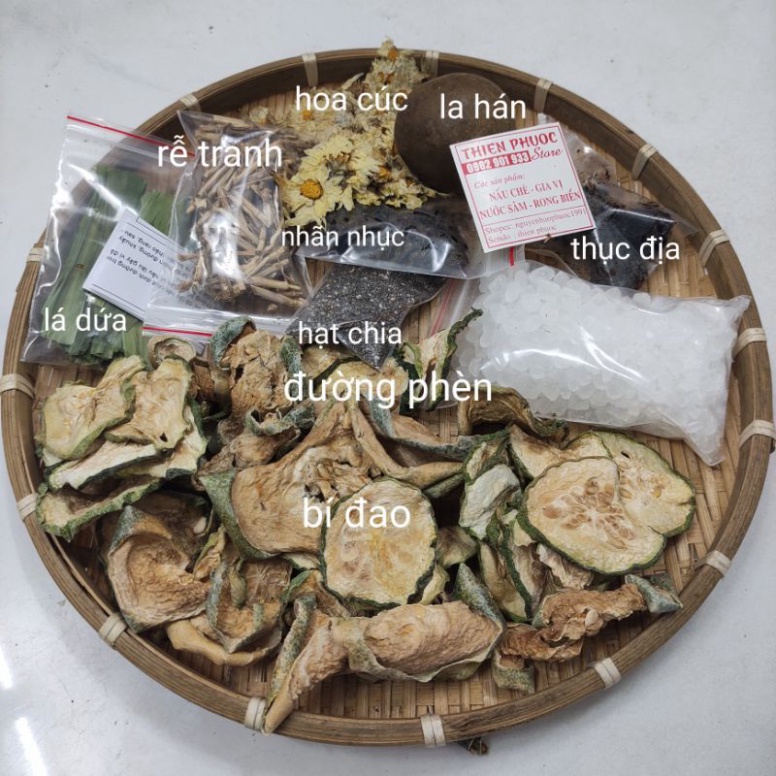 Sâm bí đao hạt chia - set 9 loại nguyên liệu nấu 5 - 6 lít