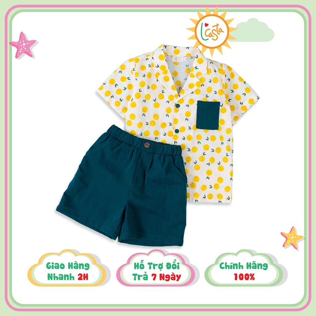 Bộ bé trai áo pijama và quần đùi bé trai từ 1 đến 6 tuổi L'Casta BHT4