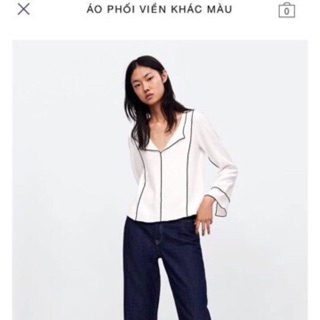 Áo zara trắng viền đen